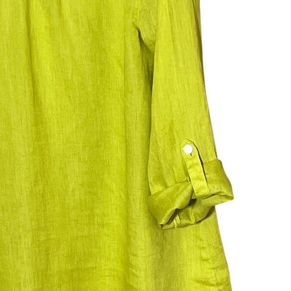 J Jill Love Linen Womens 100% Linen Sz S Lime Green Long Sleeve Beach Workwear - Picture 4 of 8